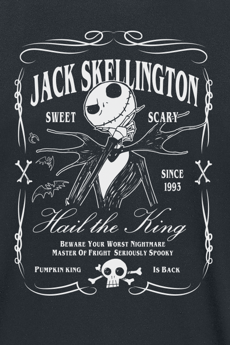 T-Shirt Manches courtes Disney de L'Étrange Noël De Monsieur Jack - Jack Skellignton - Étiquette - S à 3XL - pour Homme - noir - L'Étrange Noël De Monsieur Jack - View 2
