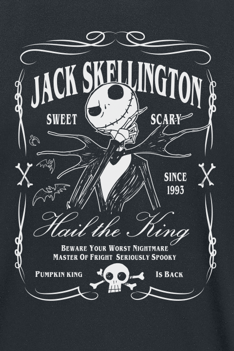 T-Shirt Manches courtes Disney de L'Étrange Noël De Monsieur Jack - Jack Skellignton - Étiquette - S à 3XL - pour Homme - noir - L'Étrange Noël De Monsieur Jack - View 2
