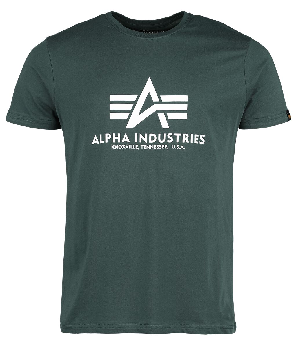 T-Shirt Manches courtes  de Alpha Industries - Basic - T-Shirt - S à XXL - pour Homme - vert - alpha industries