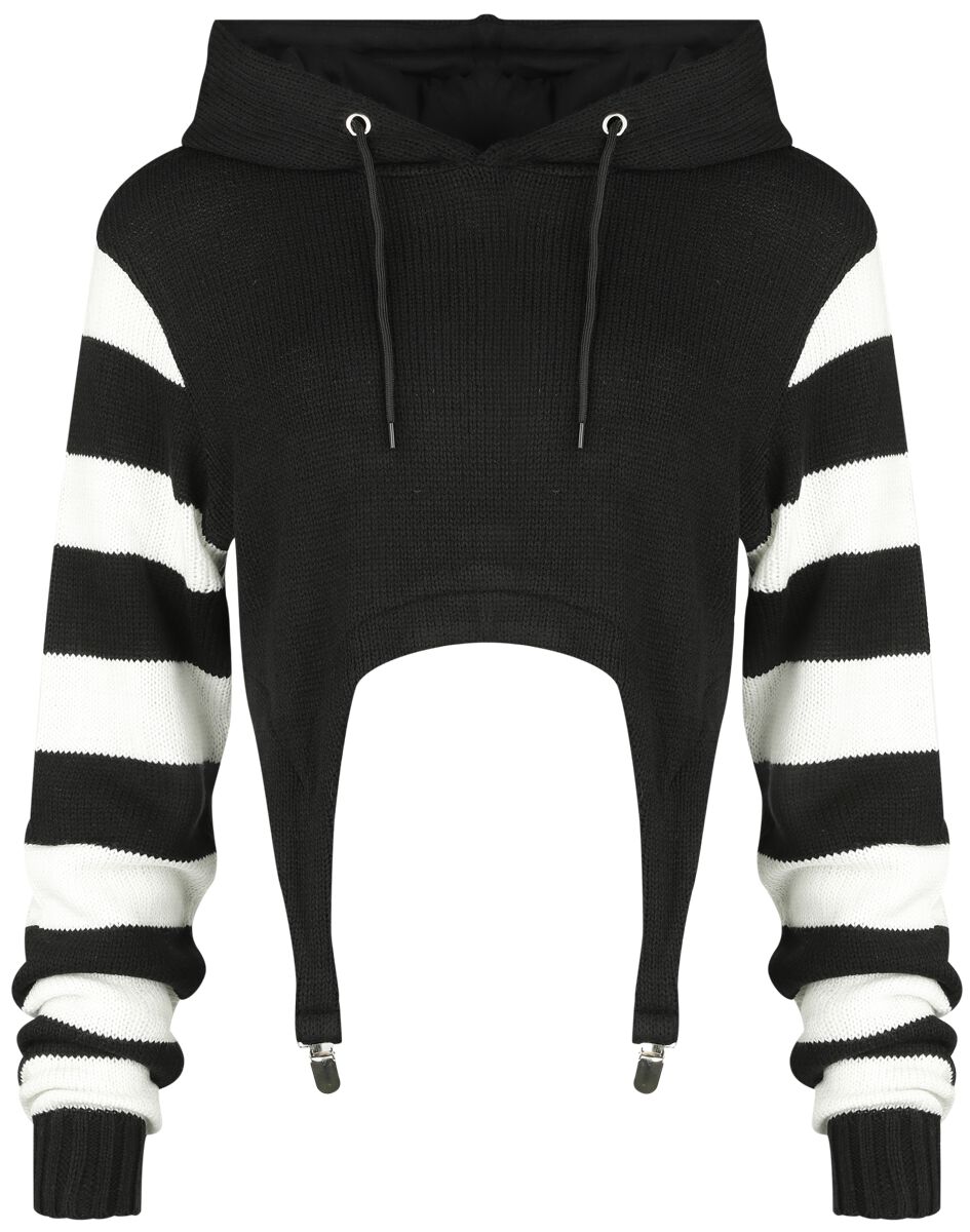 Pull tricoté Gothic de Cupcake Cult - Sweat à Capuche Cute Kitty - L à 4XL - pour Femme - noir/blanc - Cupcake Cult