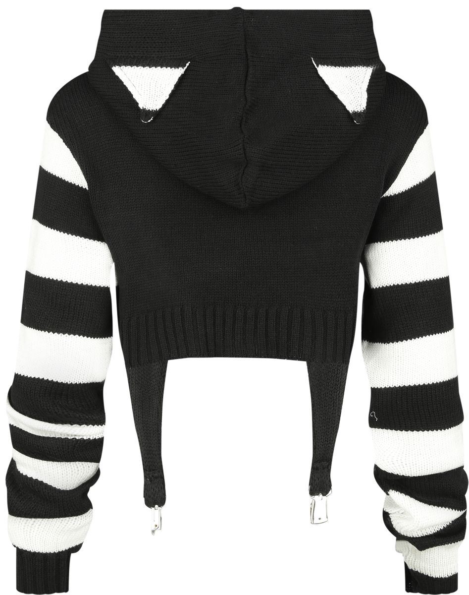 Pull tricoté Gothic de Cupcake Cult - Sweat à Capuche Cute Kitty - L à 4XL - pour Femme - noir/blanc - Cupcake Cult - View 2