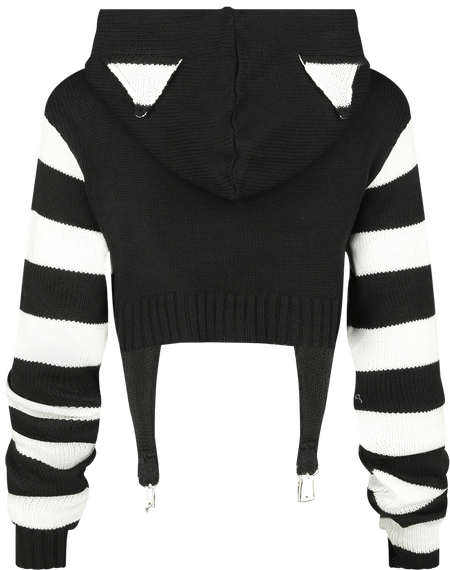Pull tricoté Gothic de Cupcake Cult - Sweat à Capuche Cute Kitty - L à 4XL - pour Femme - noir/blanc - Cupcake Cult - View 2