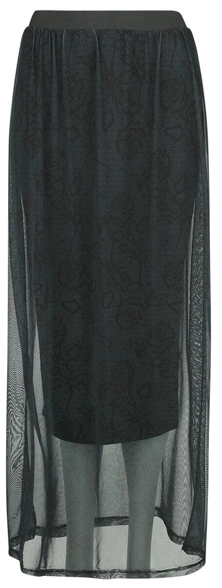 Jupe longue  de Outer Vision - Roses - S à XL - pour Femme - noir/vert - Outer Vision
