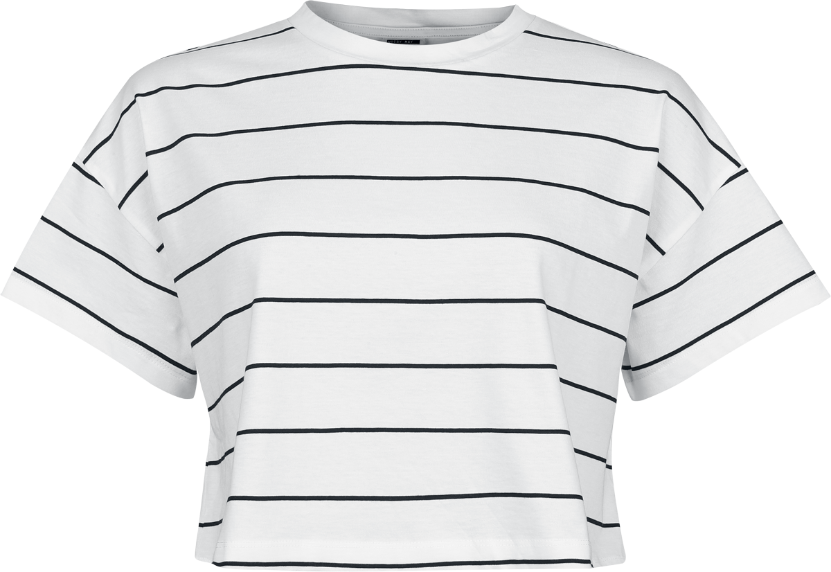 T-Shirt Manches courtes  de Noisy May - NMStripe Alena S/S JRS - Crop Top Rayé - XS à L - pour Femme - noir/blanc - Noisy May - View 2