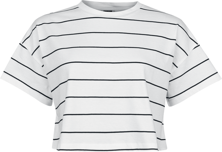 T-Shirt Manches courtes  de Noisy May - NMStripe Alena S/S JRS - Crop Top Rayé - XS à L - pour Femme - noir/blanc - Noisy May - View 2