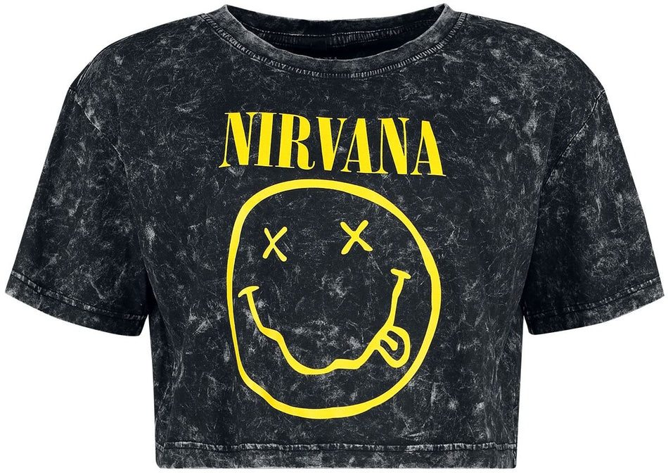 T-Shirt Manches courtes  de Nirvana - Logo - L - pour Femme - gris foncé/noir - Nirvana