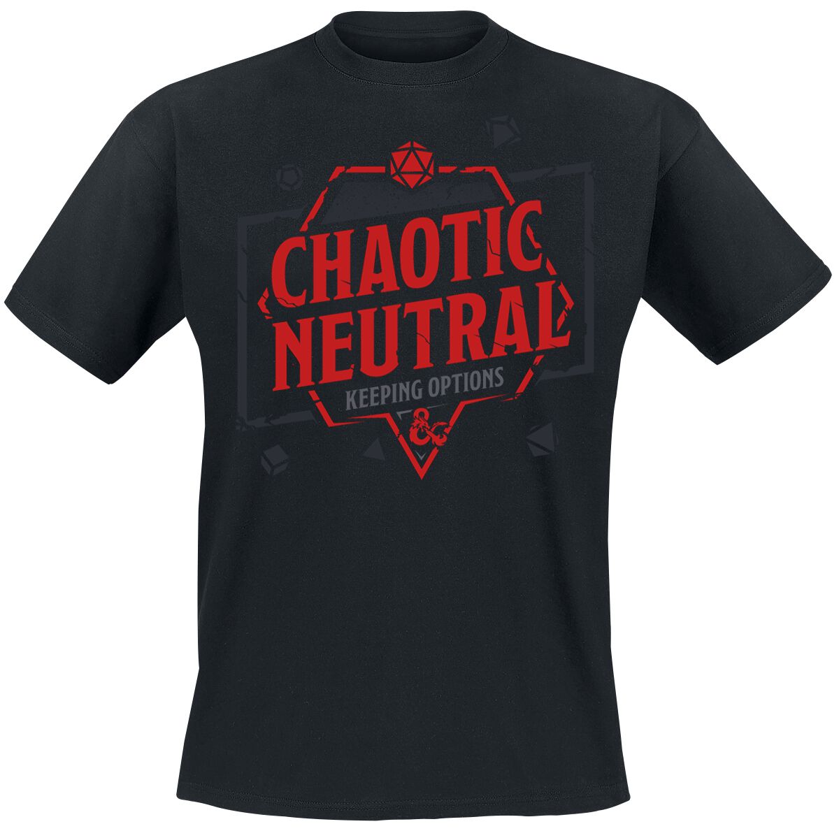 T-Shirt Manches courtes Gaming de Donjons & Dragons - Chaotic Neutral - Keeping Options - S à XXL - pour Homme - noir - Donjons & Dragons