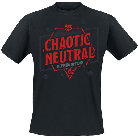 T-Shirt Manches courtes Gaming de Donjons & Dragons - Chaotic Neutral - Keeping Options - S à XXL - pour Homme - noir - Donjons & Dragons