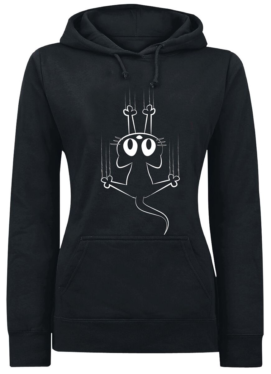 Sweat-shirt à capuche Fun de Tierisch - Slipping Cat - M à XXL - pour Femme - noir - Tierisch
