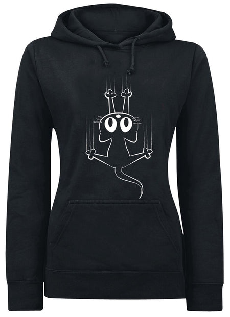 Sweat-shirt à capuche Fun de Tierisch - Slipping Cat - M à XXL - pour Femme - noir - Tierisch