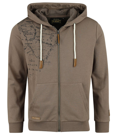 Sweat-shirt zippé à capuche  de Le Seigneur Des Anneaux - Le Hobbit - Bilbon Sacquet - S à M - pour Homme - marron - Le Seigneur Des Anneaux