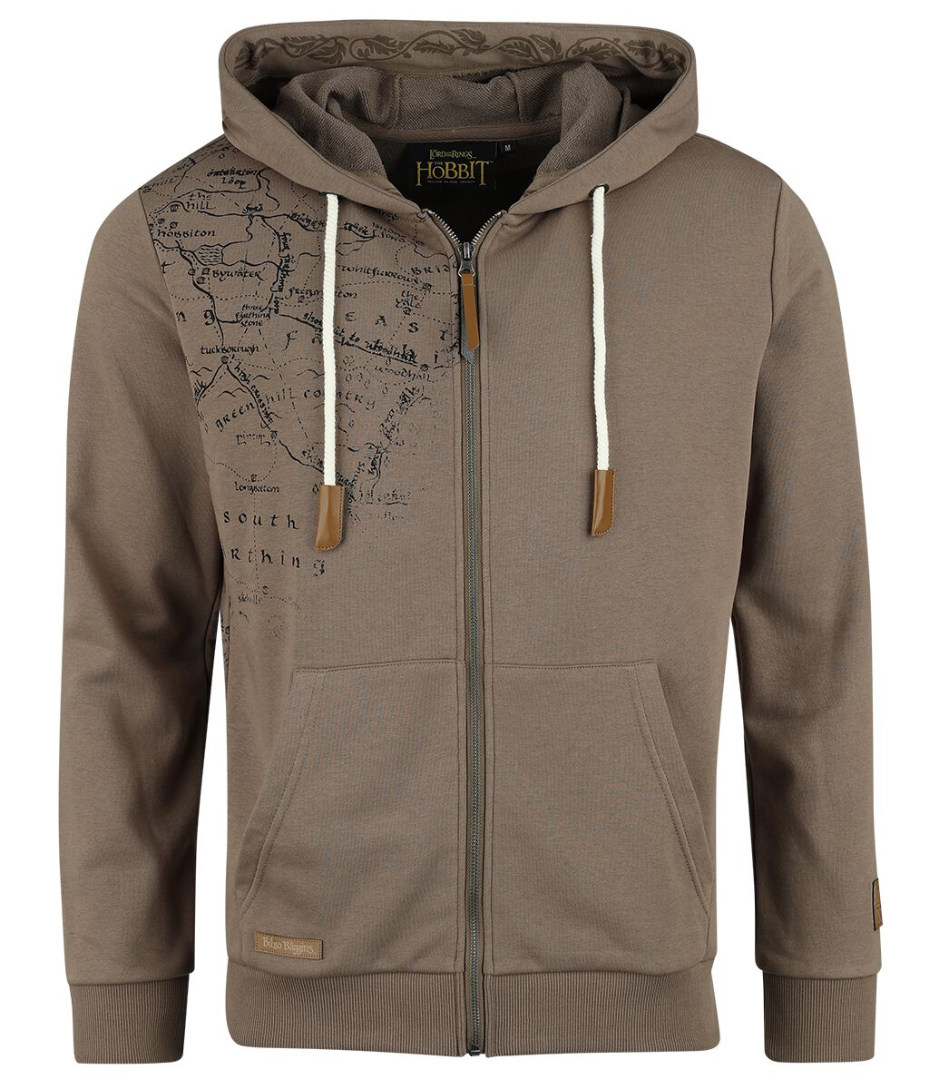 Sweat-shirt zippé à capuche  de Le Seigneur Des Anneaux - Le Hobbit - Bilbon Sacquet - S à XXL - pour Homme - marron - Le Seigneur Des Anneaux