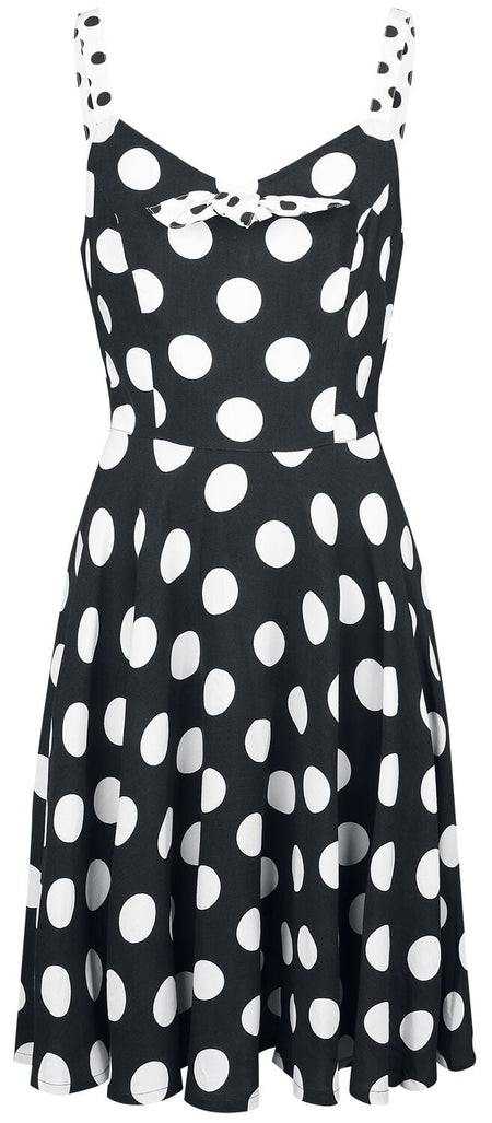 Robe mi-longue  de Hell Bunny - Dolores Dress - XS à M - pour Femme - noir/blanc - hell bunny