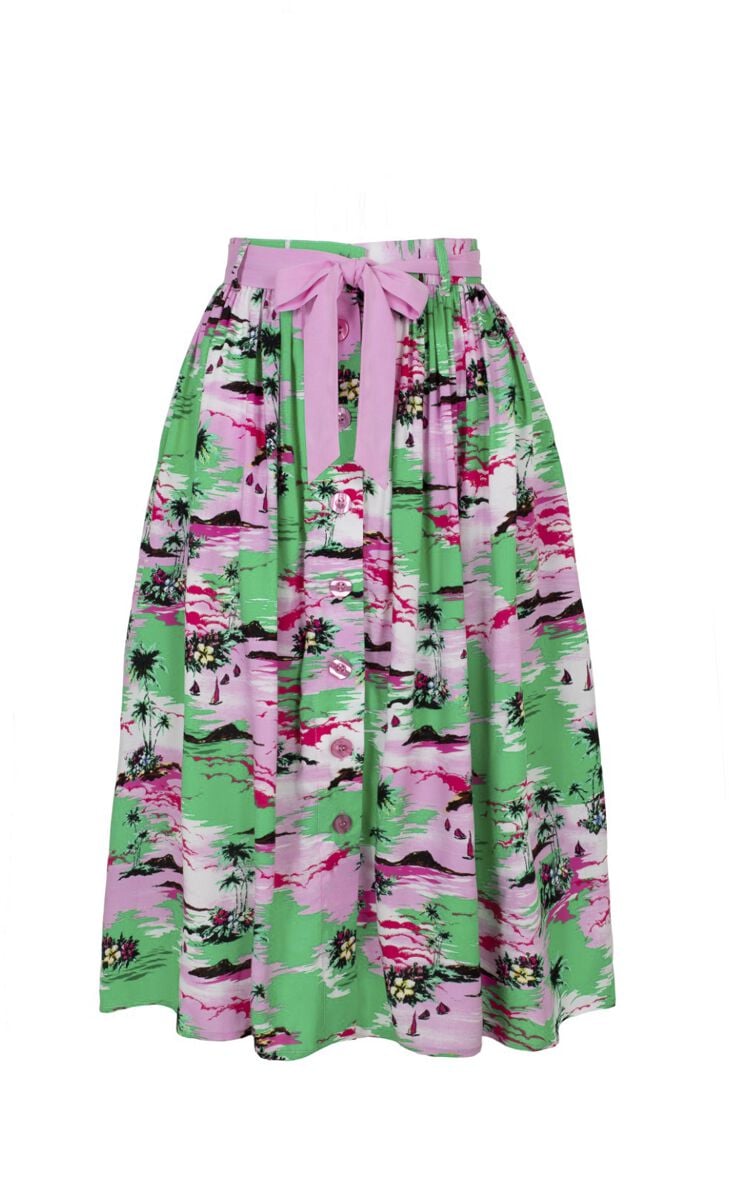 Jupe mi-longue  de Hell Bunny - Kai Skirt - XS à L - pour Femme - multicolore - hell bunny