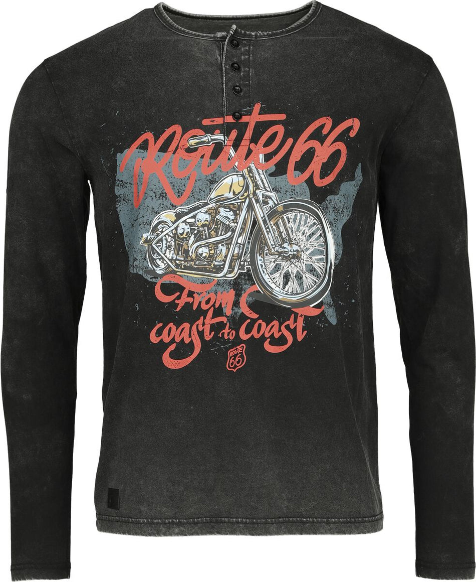 T-shirt manches longues  de Rock Rebel by EMP - Rock Rebel X Route 66 - Longsleeve - S à XXL - pour Homme - noir - Rock Rebel by EMP