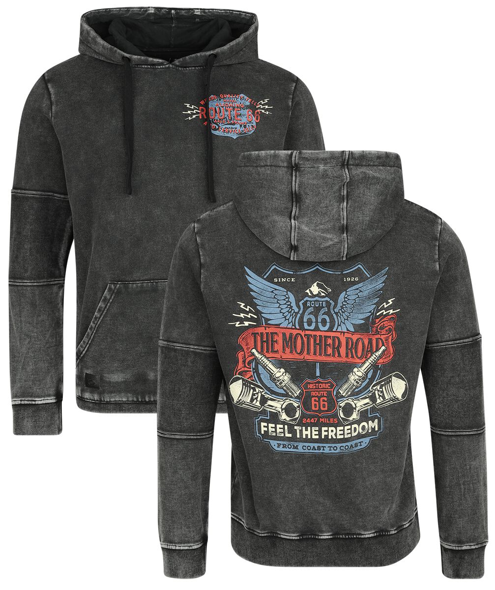 Sweat-shirt à capuche  de Rock Rebel by EMP - Rock Rebel X Route 66 - Hoody - S à XL - pour Homme - noir - Rock Rebel by EMP