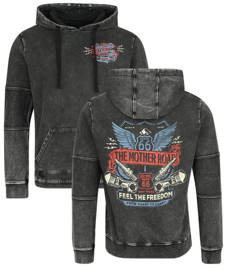 Sweat-shirt à capuche  de Rock Rebel by EMP - Rock Rebel X Route 66 - Hoody - S à XL - pour Homme - noir - Rock Rebel by EMP