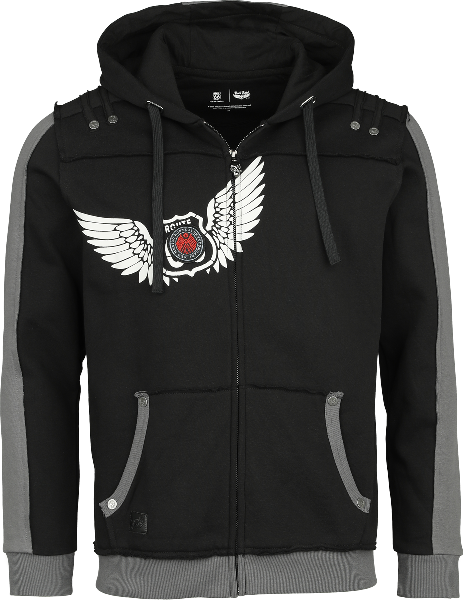 Sweat-shirt zippé à capuche  de Rock Rebel by EMP - Rock Rebel X Route 66 - Hoody Jacket - S à XL - pour Homme - noir - Rock Rebel by EMP - View 2