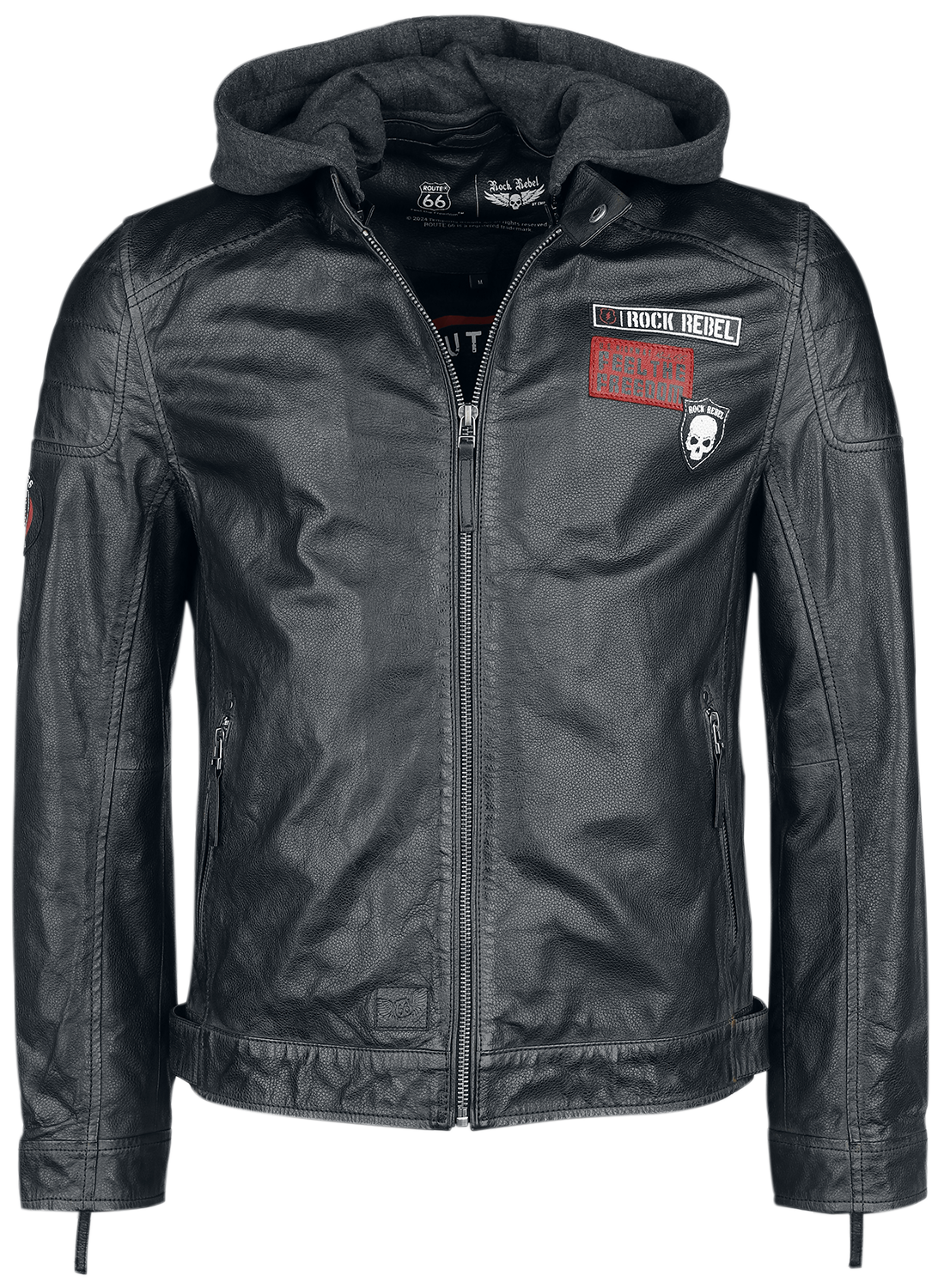 Veste en cuir  de Rock Rebel by EMP - Rock Rebel X Route 66 - Leather Jacket - S à XL - pour Homme - noir - Rock Rebel by EMP - View 2
