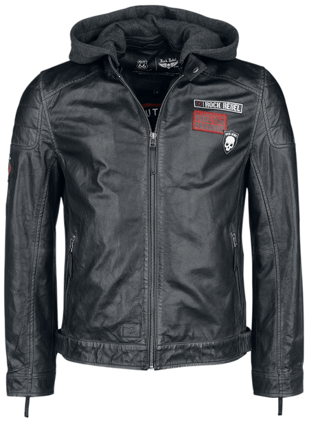 Veste en cuir  de Rock Rebel by EMP - Rock Rebel X Route 66 - Leather Jacket - S à XL - pour Homme - noir - Rock Rebel by EMP - View 2
