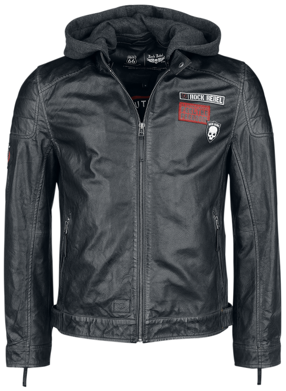 Veste en cuir  de Rock Rebel by EMP - Rock Rebel X Route 66 - Leather Jacket - S à XL - pour Homme - noir - Rock Rebel by EMP - View 2