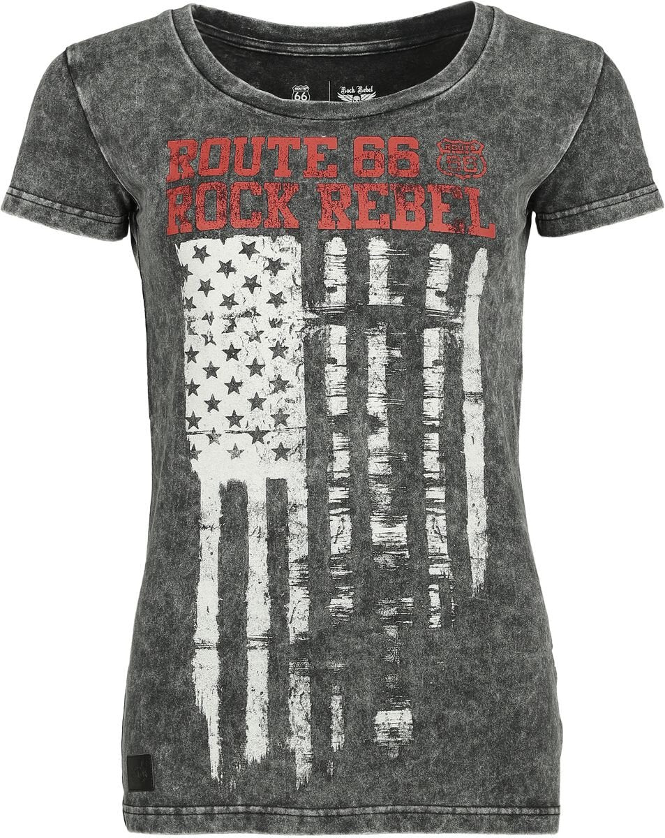 T-Shirt Manches courtes  de Rock Rebel by EMP - Rock Rebel X Route 66 - T-Shirt - S à XXL - pour Femme - noir - Rock Rebel by EMP