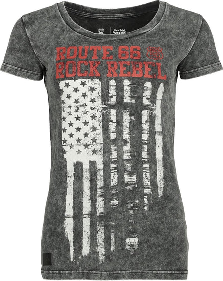 T-Shirt Manches courtes  de Rock Rebel by EMP - Rock Rebel X Route 66 - T-Shirt - S à XXL - pour Femme - noir - Rock Rebel by EMP
