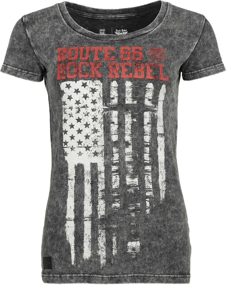 T-Shirt Manches courtes  de Rock Rebel by EMP - Rock Rebel X Route 66 - T-Shirt - S à XXL - pour Femme - noir - Rock Rebel by EMP