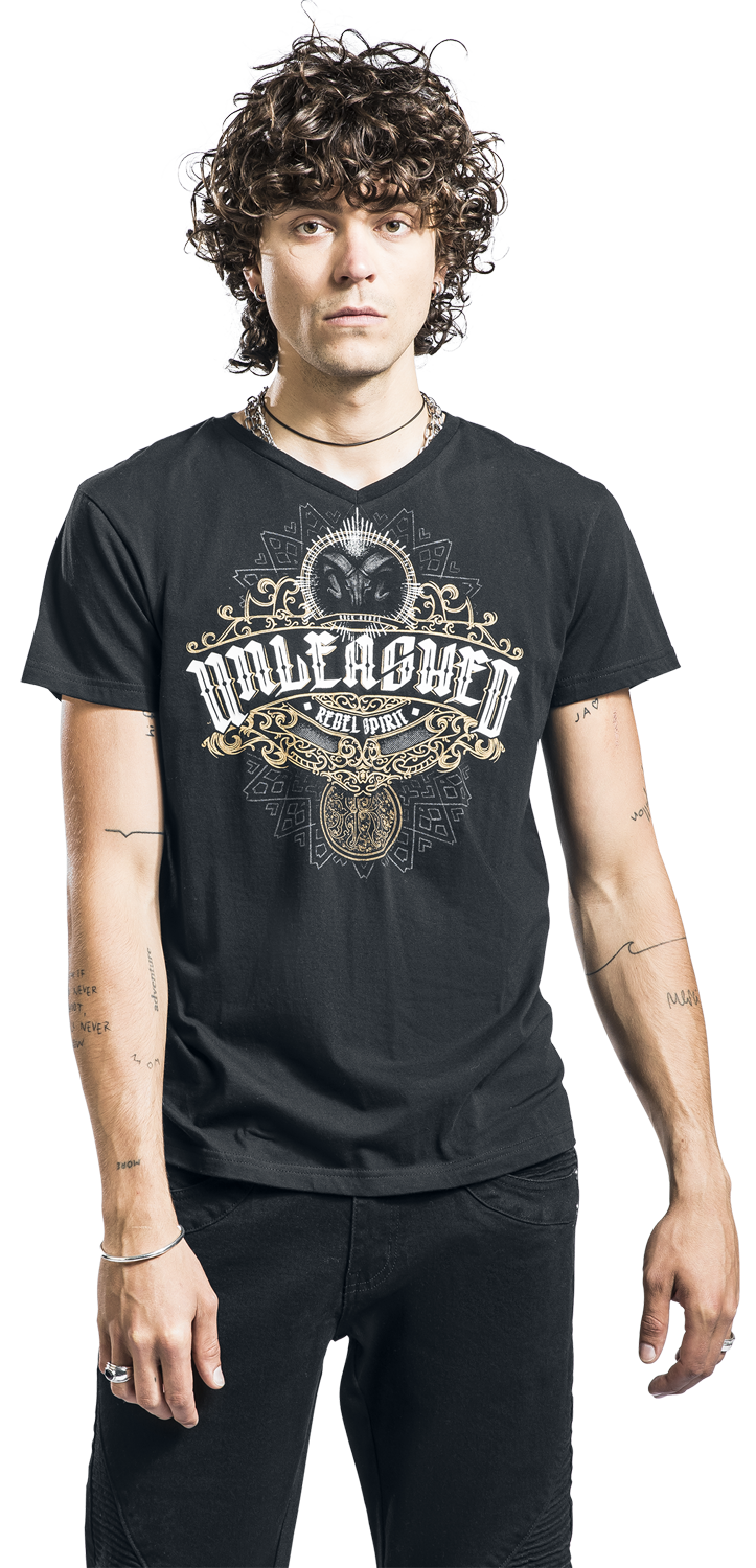 T-Shirt Manches courtes  de Rock Rebel by EMP - T-Shirt with Unleashed Print - M à L - pour Homme - olive - Rock Rebel by EMP - View 2