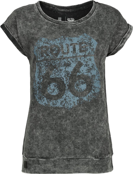 T-Shirt Manches courtes  de Rock Rebel by EMP - Rock Rebel X Route 66 - T-Shirt - S - pour Femme - noir - Rock Rebel by EMP