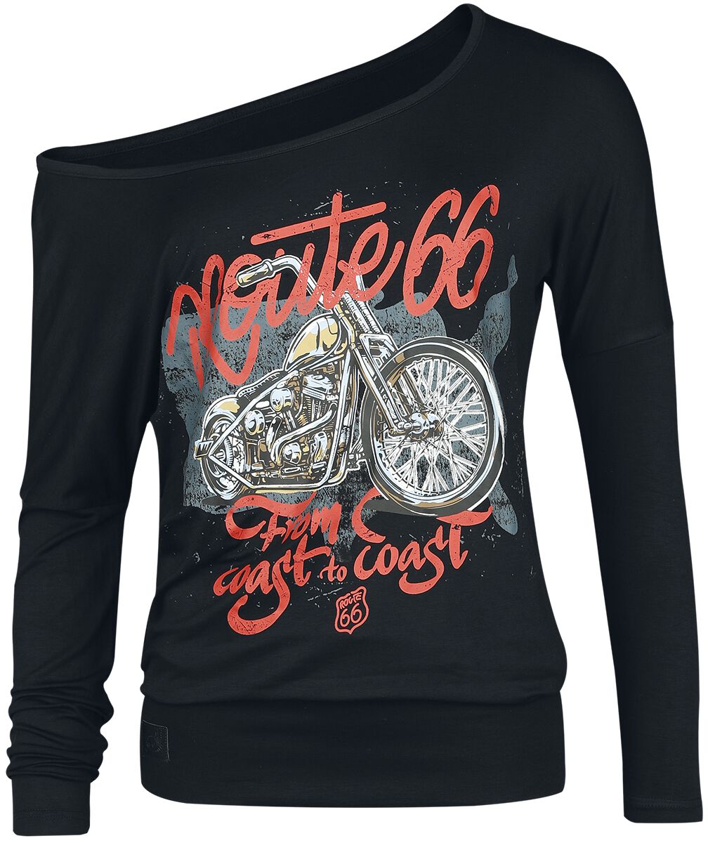 T-shirt manches longues  de Rock Rebel by EMP - Rock Rebel X Route 66 - Longsleeve - S à XXL - pour Femme - noir - Rock Rebel by EMP