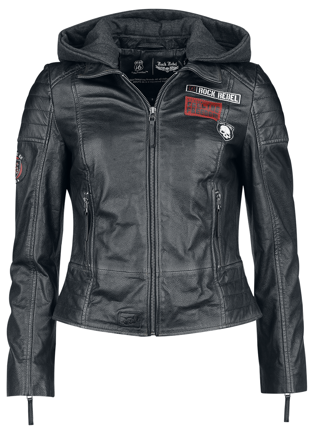 Veste en cuir  de Rock Rebel by EMP - Rock Rebel X Route 66 - Leather Jacket - S à XXL - pour Femme - noir - Rock Rebel by EMP - View 2