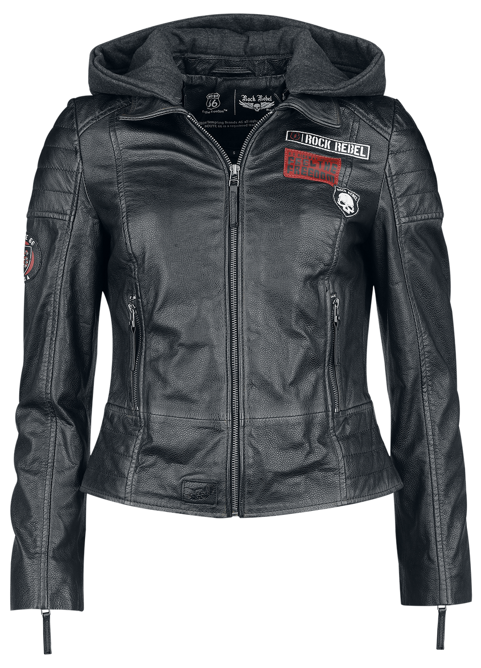 Veste en cuir  de Rock Rebel by EMP - Rock Rebel X Route 66 - Leather Jacket - S à XXL - pour Femme - noir - Rock Rebel by EMP - View 2