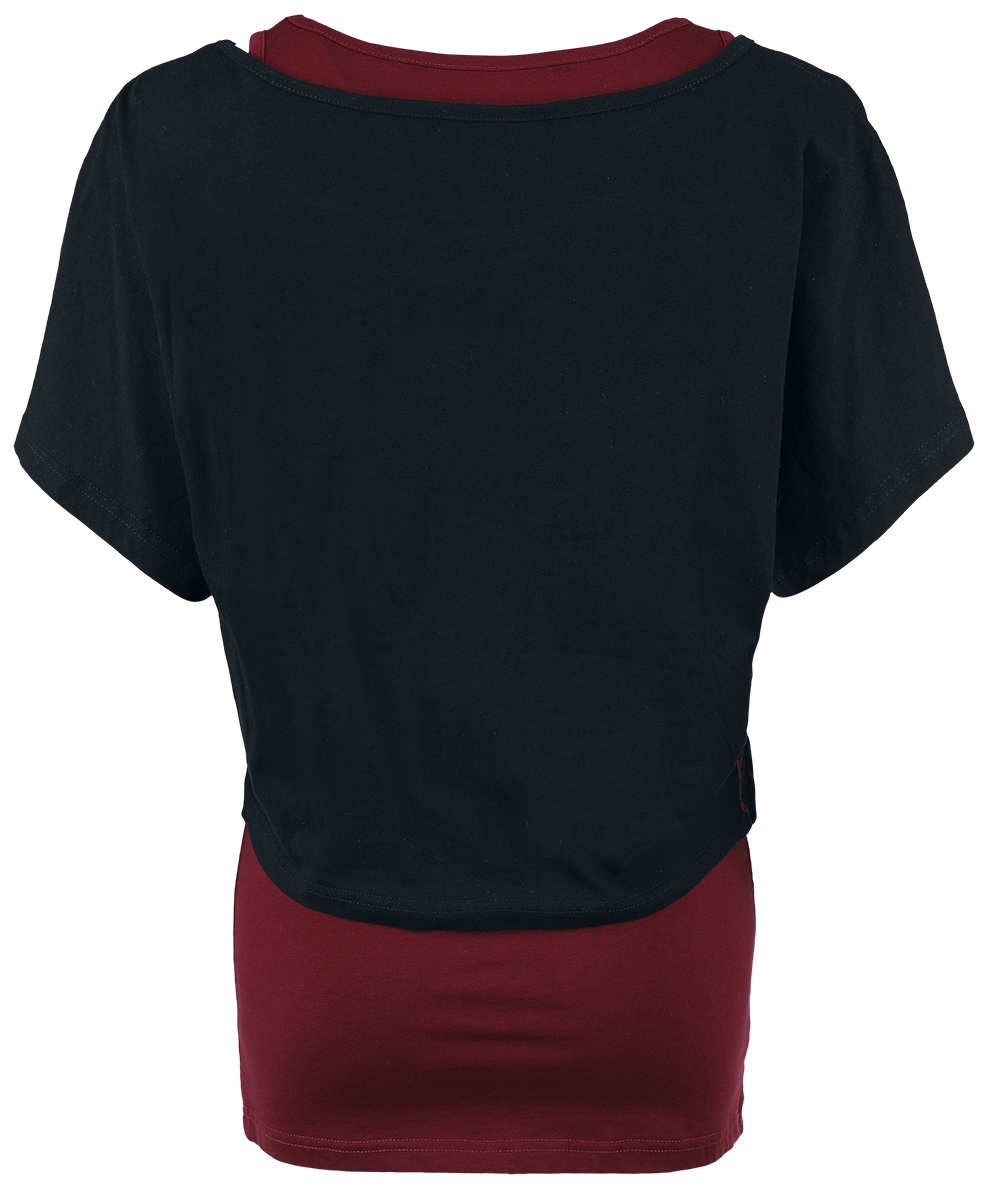 T-Shirt Manches courtes  de Black Premium by EMP - T-Shirt & Débardeur - Lot de 2 - S à M - pour Femme - noir/bordeaux - Black Premium by EMP - View 2