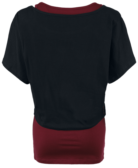 T-Shirt Manches courtes  de Black Premium by EMP - T-Shirt & Débardeur - Lot de 2 - S à M - pour Femme - noir/bordeaux - Black Premium by EMP - View 2