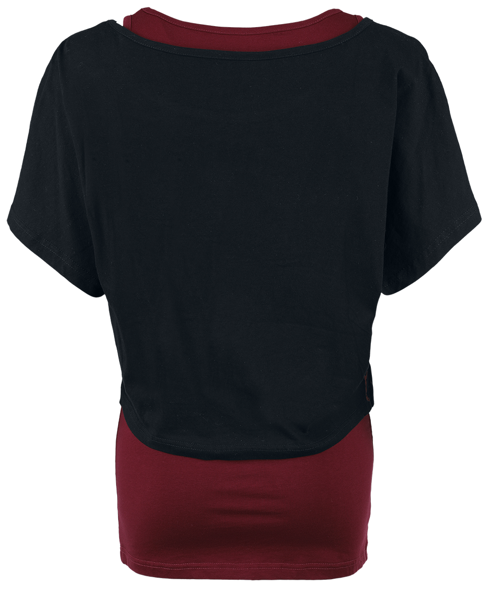 T-Shirt Manches courtes  de Black Premium by EMP - T-Shirt & Débardeur - Lot de 2 - S à M - pour Femme - noir/bordeaux - Black Premium by EMP - View 2