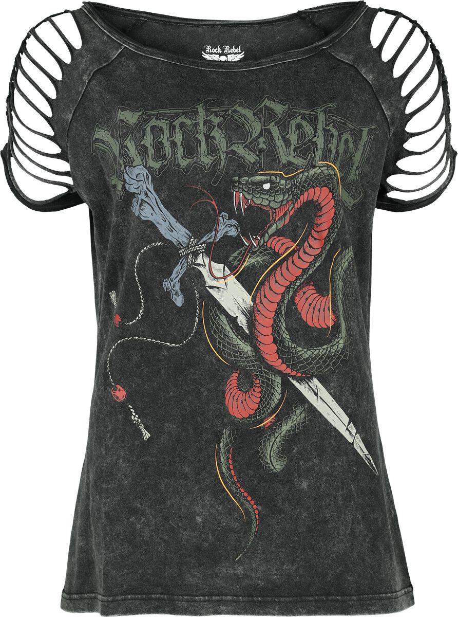 T-Shirt Manches courtes  de Rock Rebel by EMP - T-Shirt Imprimé Old School - M à XXL - pour Femme - gris - Rock Rebel by EMP