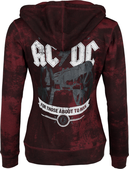 Sweat-shirt à capuche  de AC/DC - EMP Signature Collection - S à M - pour Femme - rouge foncé - AC/DC - View 2
