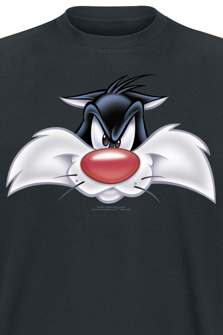 T-Shirt Manches courtes  de Looney Tunes - Sylvester - Big Face - M à 5XL - pour Homme - noir - Looney Tunes - View 2