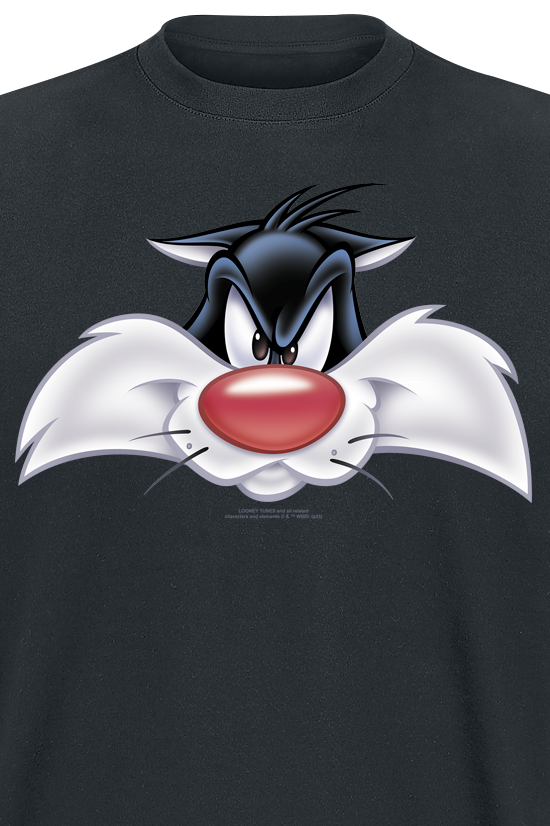T-Shirt Manches courtes  de Looney Tunes - Sylvester - Big Face - M à 5XL - pour Homme - noir - Looney Tunes - View 2