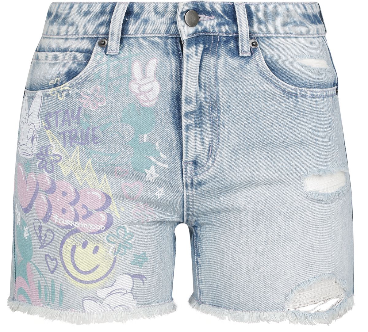 Short Disney de Mickey & Minnie Mouse - Stay True - 29 - pour Femme - jean délavé - Mickey & Minnie Mouse