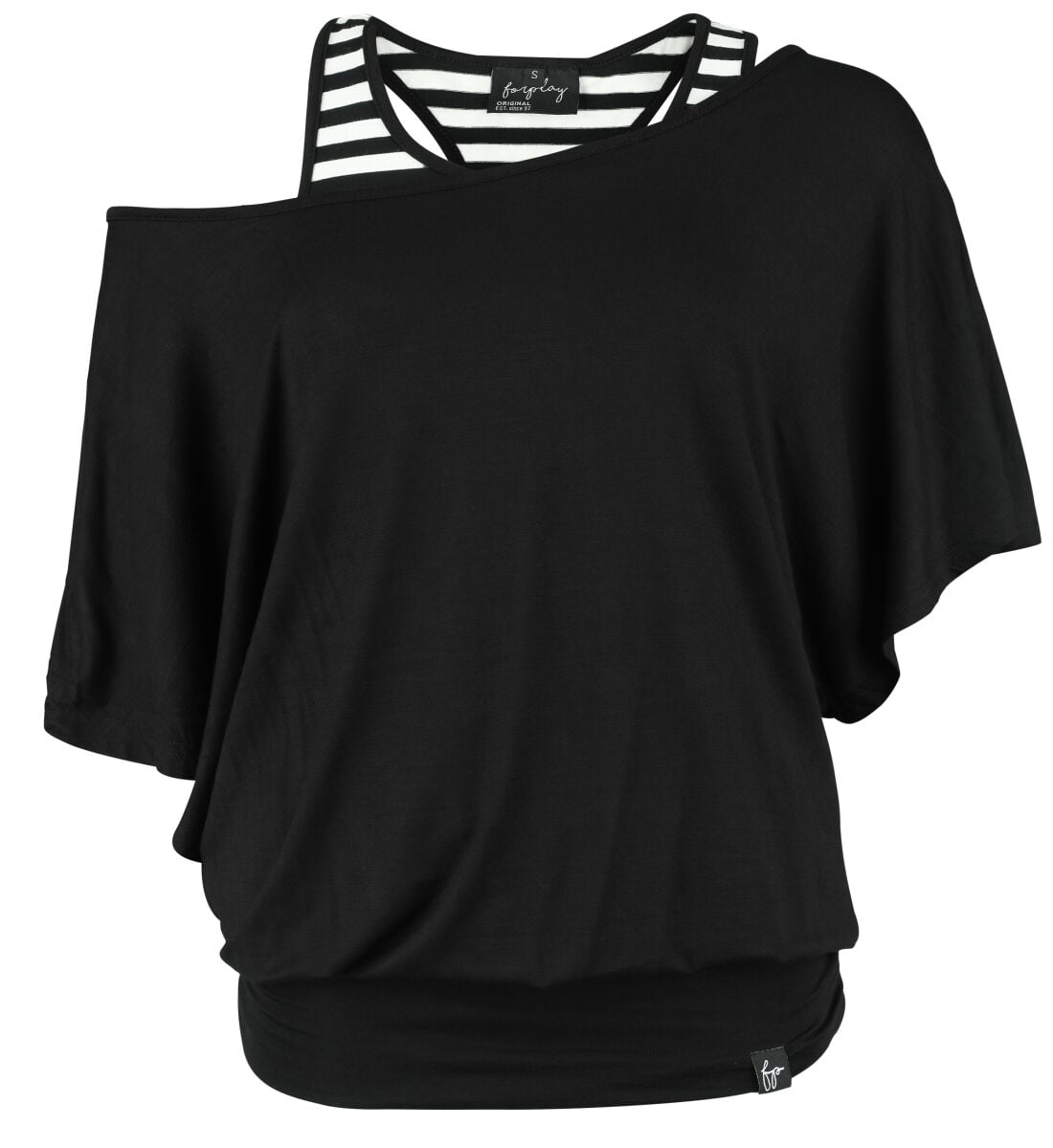 T-Shirt Manches courtes  de Forplay - Jean - S à L - pour Femme - noir/blanc - Forplay
