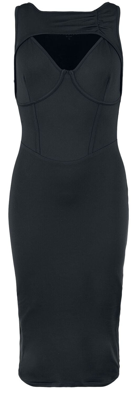 Robe mi-longue  de Black Premium by EMP - Bodycon Dress with Double Neckline - M à XXL - pour Femme - noir - Black Premium by EMP