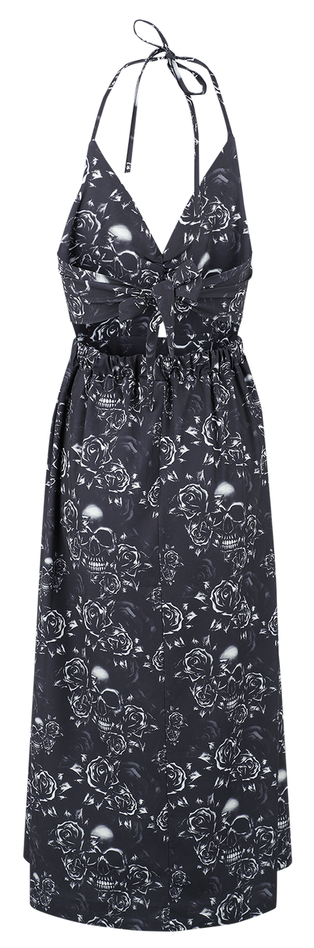 Robe longue  de Black Premium by EMP - Double Slit Dress with Roses and Skulls - S à XXL - pour Femme - noir - Black Premium by EMP - View 2
