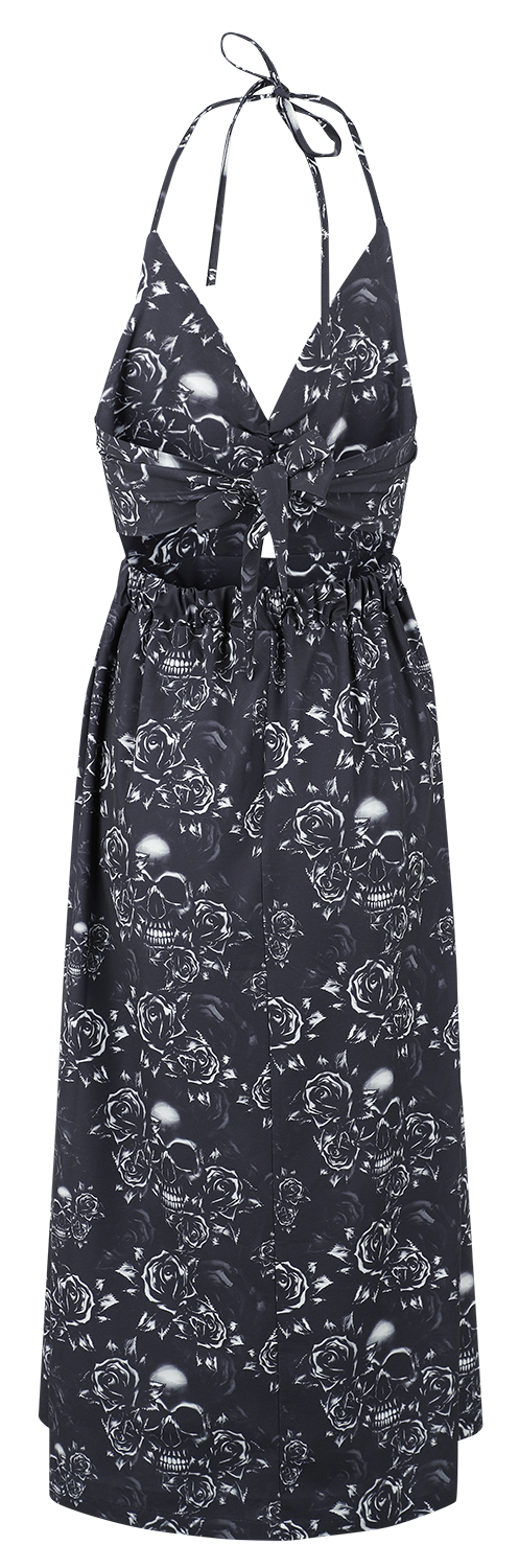 Robe longue  de Black Premium by EMP - Double Slit Dress with Roses and Skulls - S à XXL - pour Femme - noir - Black Premium by EMP - View 2