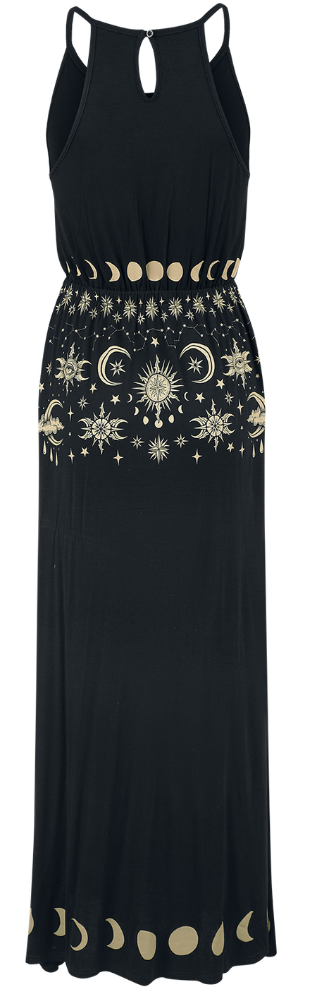 Robe longue Gothic de Gothicana by EMP - Robe Longue Imprimé Soleil, Lune &Étoiles - S à XXL - pour Femme - noir - Gothicana by EMP - View 2