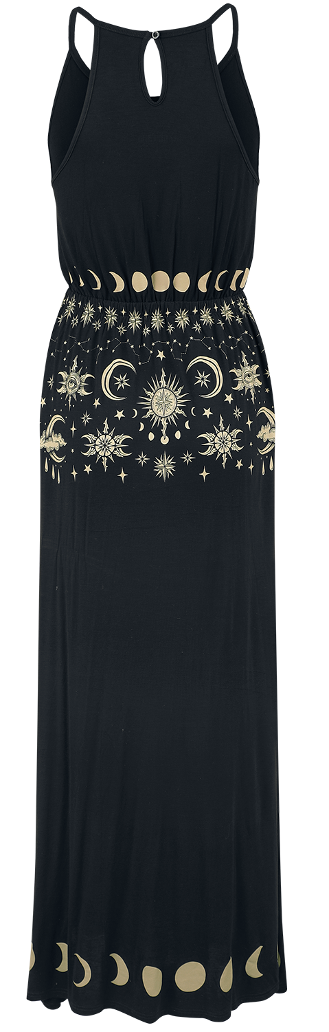 Robe longue Gothic de Gothicana by EMP - Robe Longue Imprimé Soleil, Lune &Étoiles - S à XXL - pour Femme - noir - Gothicana by EMP - View 2