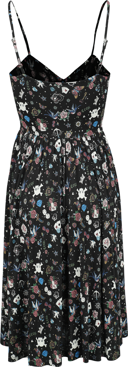 Robe mi-longue  de Rock Rebel by EMP - Dress with Old School Print - S - pour Femme - noir - Rock Rebel by EMP - View 2