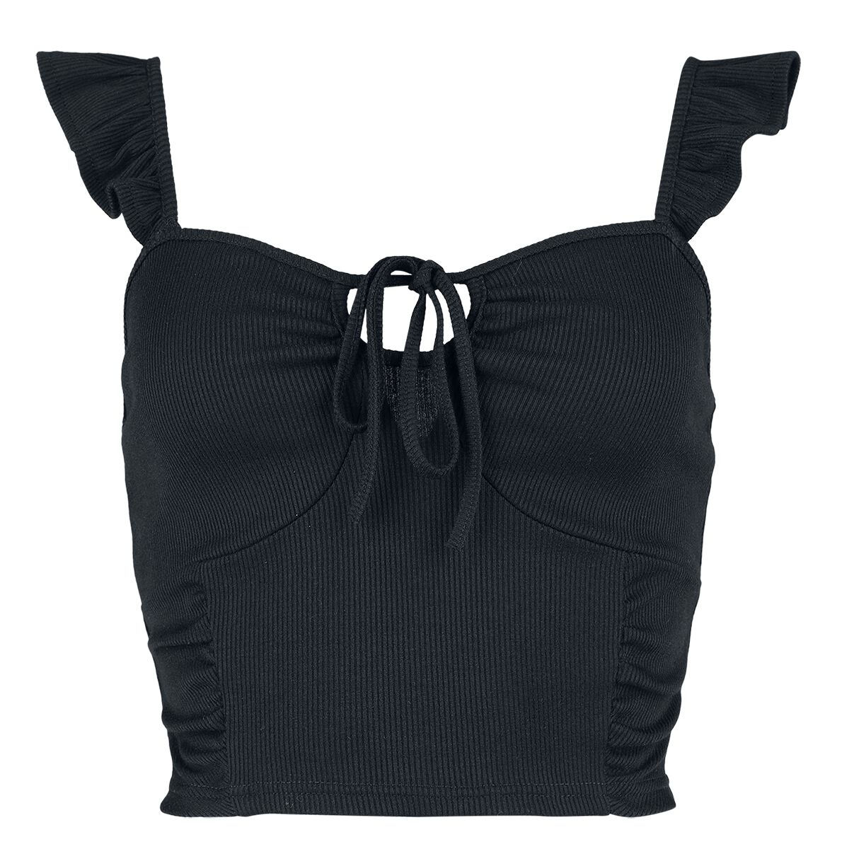 Top  de Black Premium by EMP - Crop Top avec Volants & Dentelle - L à XL - pour Femme - noir - Black Premium by EMP
