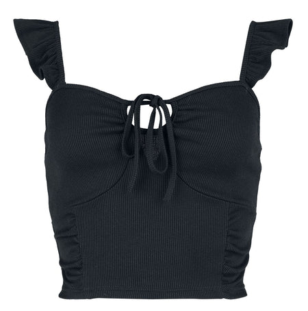 Top  de Black Premium by EMP - Crop Top avec Volants & Dentelle - L à XL - pour Femme - noir - Black Premium by EMP
